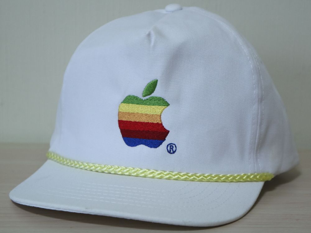 デッドストック 80S USA Apple Computer アップル コンピューター ビンテージ ベースボール キャップ レインボー ロゴ 非売品  ノベルティ 白 | Gallant-doo 古着 セレクトショップ