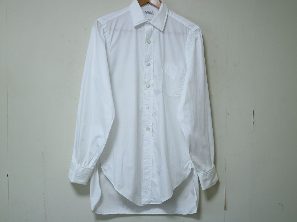 1950S デッドストック -ワンウオッシュ- Excello ダブルカフス ドレス シャツ マチ付 白 ホワイト 15-34 UNION MADE