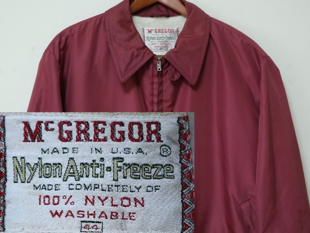 新しい MCGREGOR 40s 50s USA製 WASHABLE ナイロンジャケット | www 