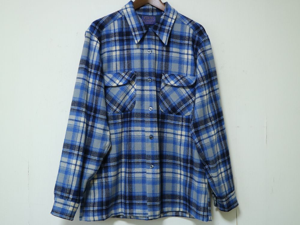 デッドストック 70S PENDLETON USA製 ループカラー ウール チェック シャツ L ヴィンテージ ビンテージ ペンドルトン