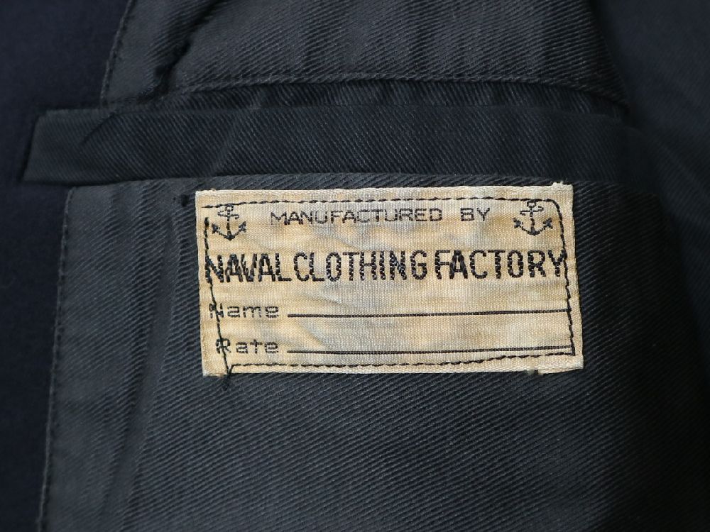 30S 刺繍タグ U.S.NAVY USN 10ボタン NAVAL CLOTHING FACTORY Pコート ピーコート チンスト ステンシル  ビンテージ U.S.N 検索 ヴィンテージ WW2 40S ウール コート