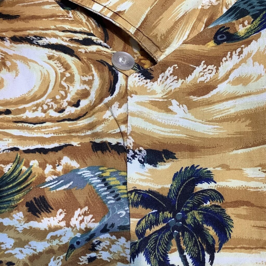デッドストック ? 50s ビンテージ 和柄 レーヨン アロハ ハワイアン 半袖 シャツ US- S