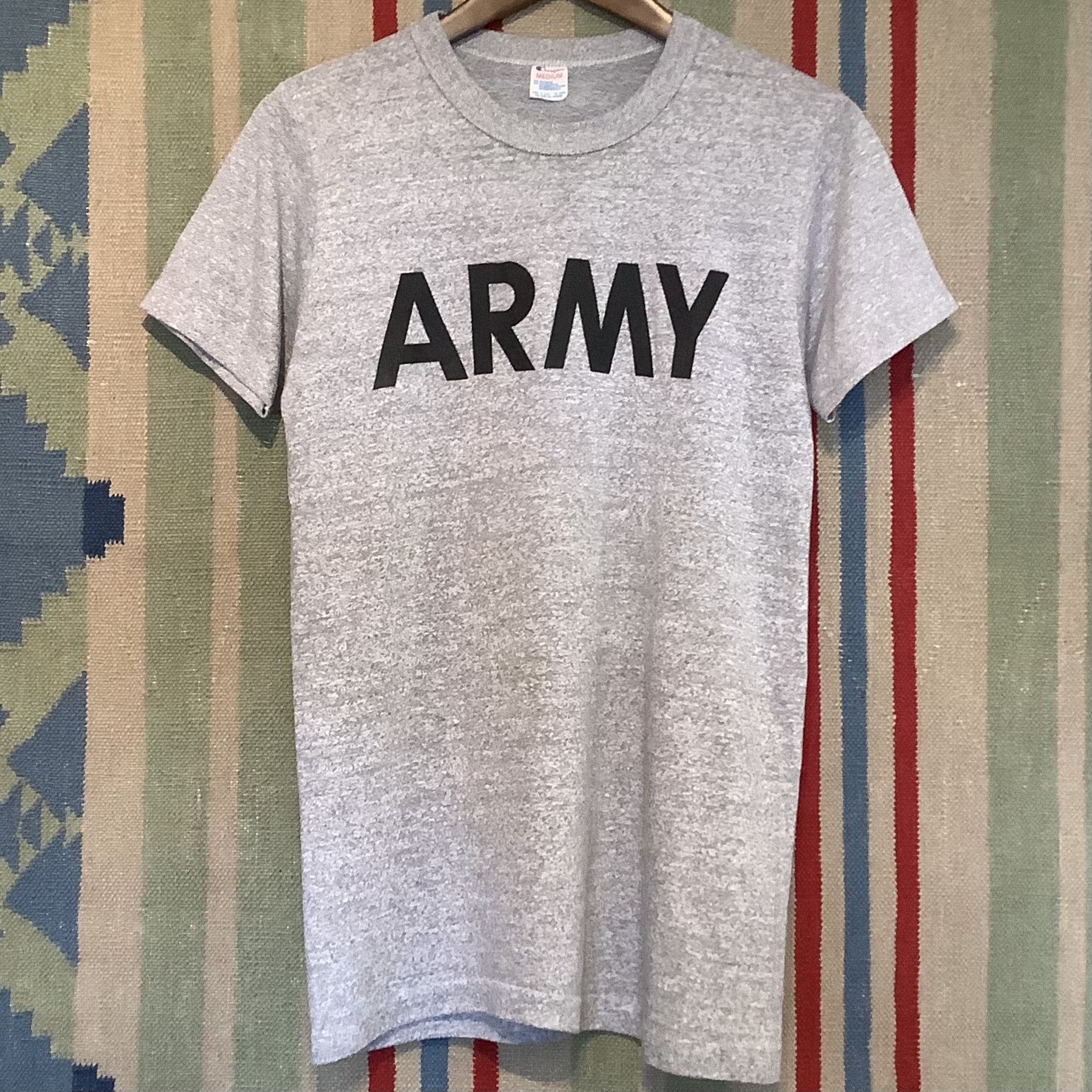 USA製 80s トリコタグ チャンピオン ARMY 霜降り グレー 杢グレー ビンテージ 半袖 Tシャツ US- M サイズ // 米軍