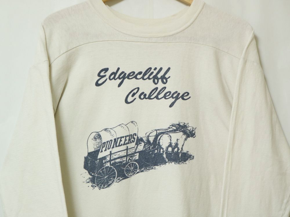 60s カレッジ 染み込み フットボールTシャツ-