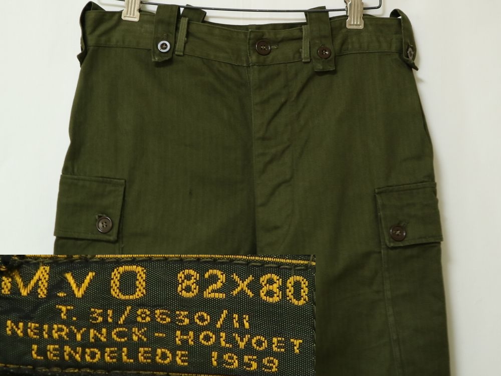 デッドストック 1wash! ベトナム戦争 ERA 1959年 オランダ軍 実物 HBT ヘリンボーン ツイル ビンテージ カーゴ パンツ サイズ  82×80 //