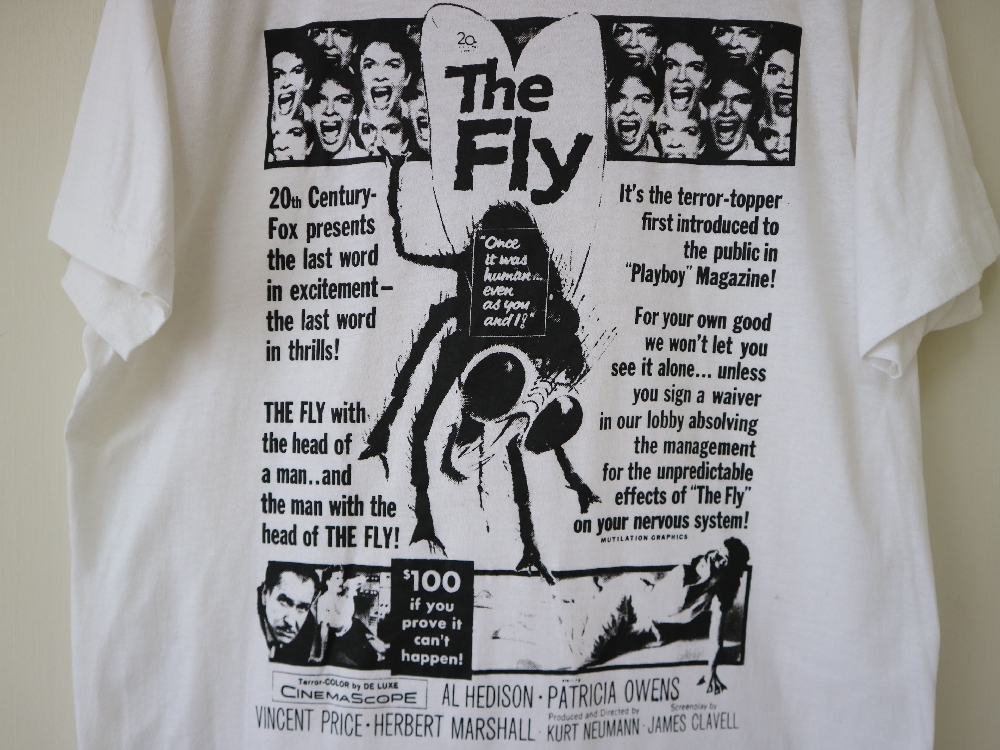 希少! ビンテージ 80s The Fly (1958年) SF ホラー 映画 Tシャツ SIZE L ザ・フライ ハエ男 //