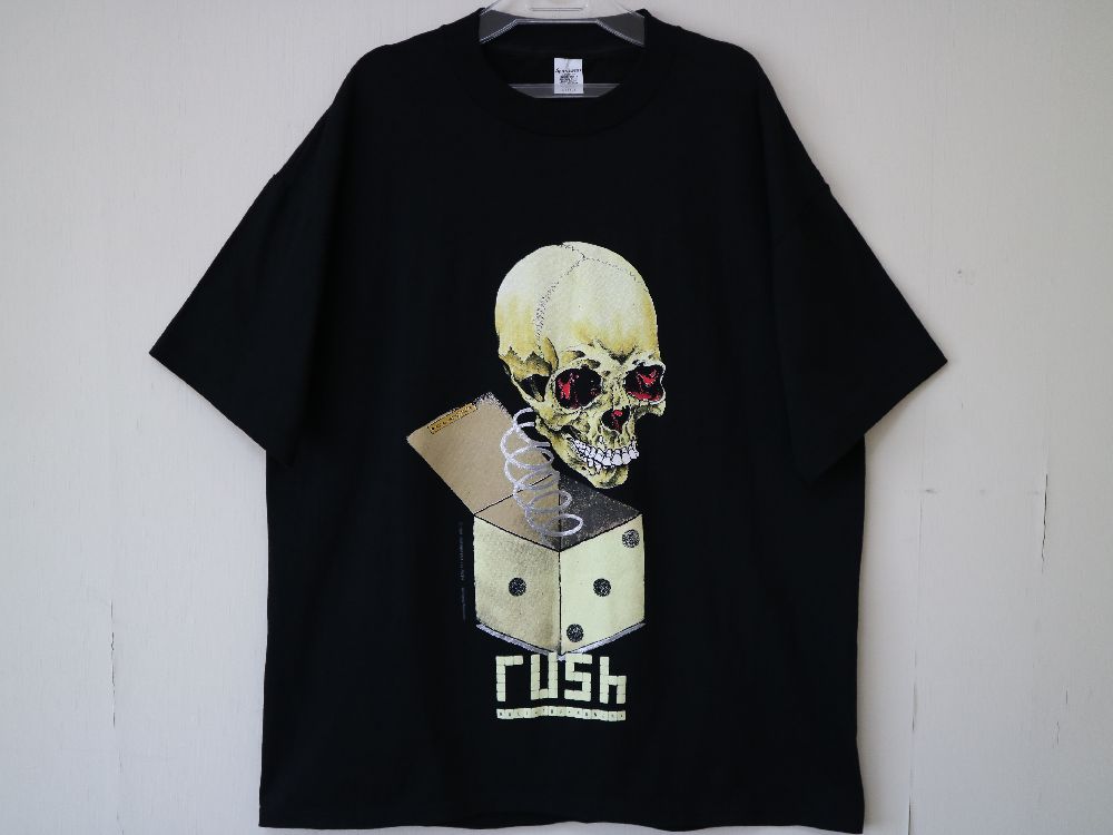 デッドストック コピーライト入り! 1991年 RUSH 『 ROLL THE BONES 』 PUSHEAD Tシャツ USA製 XL ビンテージ  ラッシュ パスヘッド メタル //