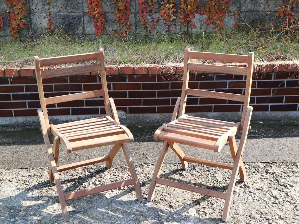 アンティーク 折りたたみ椅子 2脚セット - 折り畳みイス