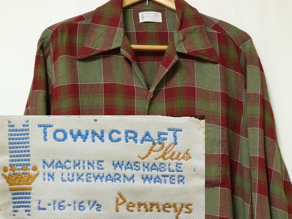 60s towncraft オンブレチェックシャツ　シャドーチェックシャツ