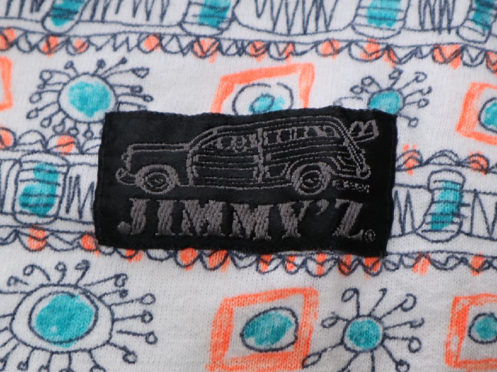 レア 80s USA製 JIMMY'Z 86年? ビンテージ モックネック ポップ アート ボーダー Tシャツ L //
