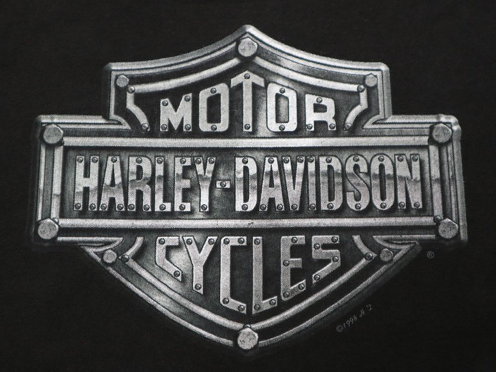 レア! 1937年 ピクチャープリント USA製 1998年 ハーレー ダビッドソン Harley Davidson ビンテージ Tシャツ ブラック  黒 L //