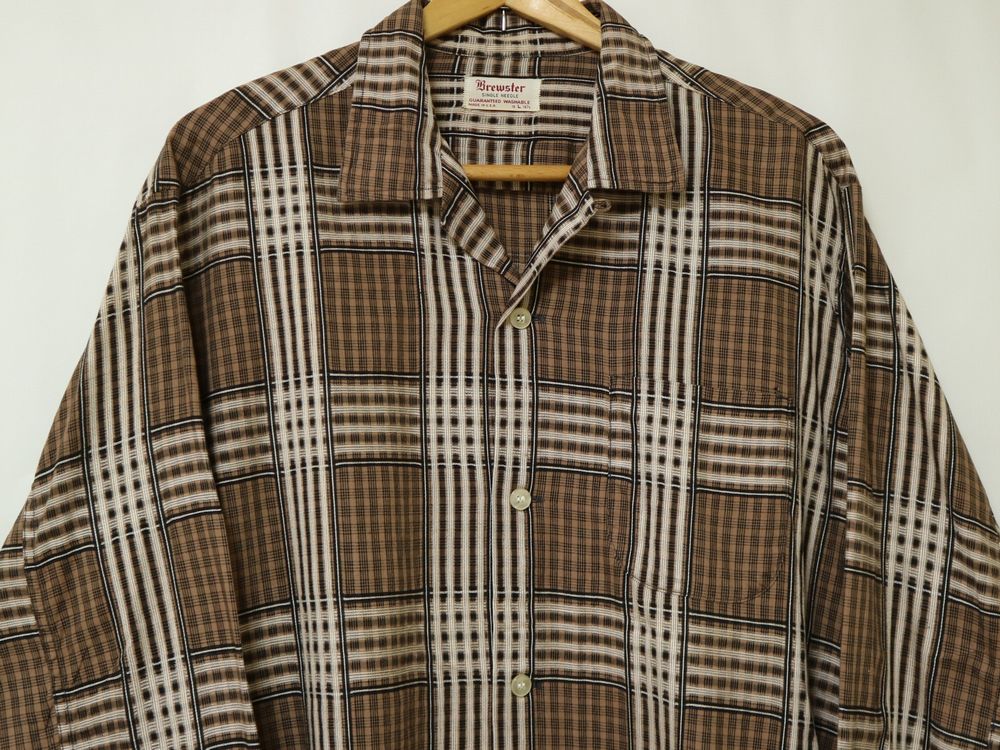 50s~60s DAILY DOUBLE オープンカラーシャツ ウール チェック