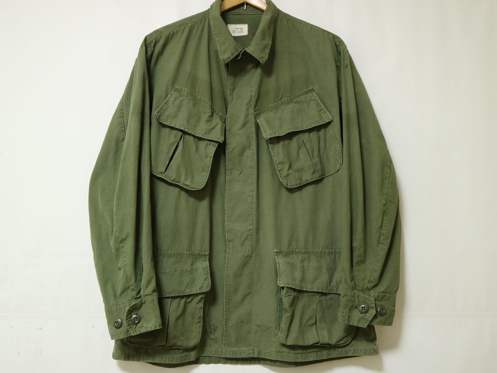 MEDIUM SHORT 1968年 米軍 実物 60s 4thパターン ジャングル ファティーグ ジャケット リップストップ M-S ベトナム  ビンテージ M //