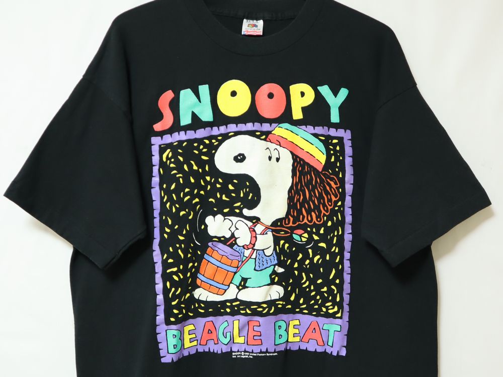 80s 90s USA製 SNOOPY BEAGLE BEAT ビンテージ スヌーピー ポップ アート プリント 半袖 Tシャツ US- XL サイズ  //