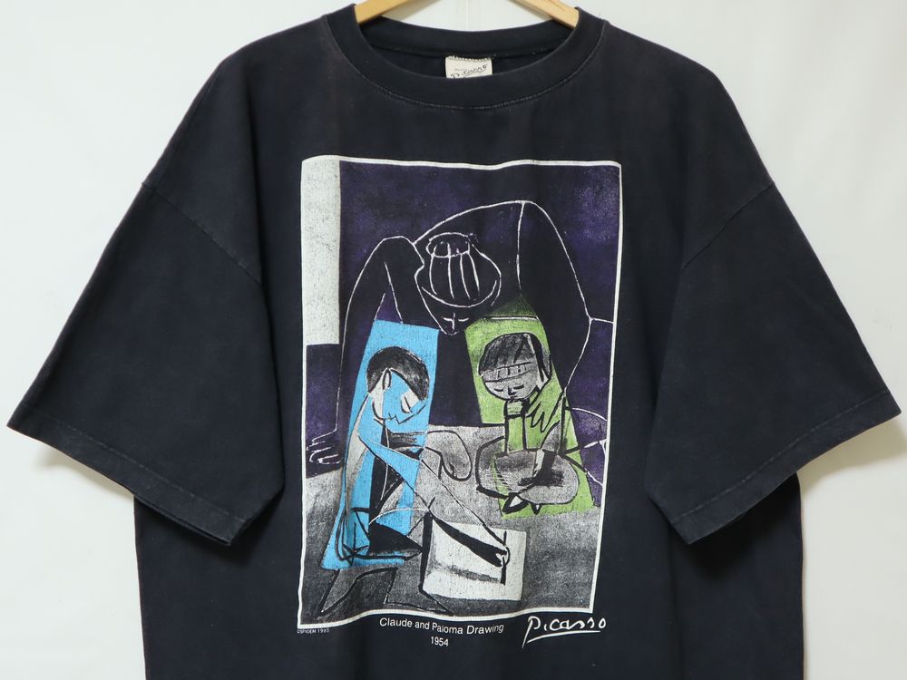 USA製 1995年 Pablo Picasso - Claude and Paloma Drawing (1954) 90s ビンテージ パブロ  ピカソ アート 半袖 Tシャツ US- L サイズ //